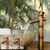 Grifos de lavabo de baño, grifo de cocina de agua fría y cobre Retro, lavabo de latón antiguo alto, accesorios en forma de Bambú