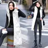 Gilet da donna Gilet in cotone di media lunghezza Gilet da donna coreano sottile a forma di diamante Moda temperamento Gilet senza maniche con cappuccio Giacca Top