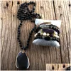 Ohrringe Halskette Mode Boho Schmuck Set Halbedelstein geknotete Natursteine Druzy Charm Anhänger Armband Drop Lieferung SE DHD6O