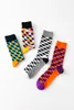 Calzini da uomo Uomo Arcobaleno Colore Onda a righe Reticolo romboidale Divertente Felice Hip-hop Harajuku Street Uomo Vintage Casual Skate Cotton Sock