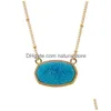 Pendant Necklaces Resin Oval Druzy Necklace Gold Color Chain Drusy Hexagon Style Luxury Designer Brand Fashion Jewelry For Drop De9031422