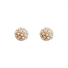 Orecchini a cerchio Huggie Corea Fashion Round Pearl Stud per le donne Colore oro Accessori dolci Gioielli Earstuds Regalo per ragazze Drop Deliver Dhaac