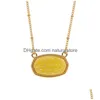 Pendant Necklaces Resin Oval Druzy Necklace Gold Color Chain Drusy Hexagon Style Luxury Designer Brand Fashion Jewelry For Drop De283P