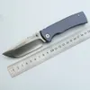 Smke Knives Redencion 229 Cuchillo plegable de bolsillo Satin 12C27N Hoja Azul Anodizado Mango de titanio Cuchillo táctico de supervivencia Herramientas al aire libre