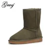 Boots Grwg 100% Genuine Cowhide Leather Snow Women Top Quality Australia Winter for Warm Botas Mujer 221215