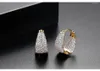 Pendientes de aro de oro de 18 quilates con cristales gruesos y diamantes de imitación para mujer, hipoalergénico, grueso, abierto, trenzado, joyería Huggie