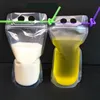 100pcs Bouteilles d'eau Sacs Sacches de boisson en plastique avec des pailles à fermeture éclair et à la boisson à boire non toxic