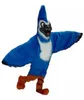 Long Fur Blue Eagle Mascot Costume Furry Hawk Fursuit Halloween Xmas Clothes Fancy Dress Stage Act Headgear Parade Suits