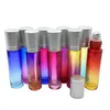 Storage Bottles 3pcs Empty 10ml Gradient Color Thick Glass Essential Oil Parfum Roll On Roller Ball Vial With Gold Cap