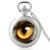 Pocket Watches Mysterious Eagle Eye Design Glass Cabochon Quartz Watch Vintage Men Women Pendant Necklace Chain Clock