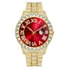 Мужское хип -хоп Quartz Движение часов водонепроницаемые часы Diamond Bling Iced Out Watch 44 мм высокий качество203y