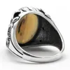 Bagues en grappe véritable 925 en argent sterling pour hommes Double couteau bague en pierre naturelle bijoux mode rétro cadeau Aqeq Zircon Onyx accessoires