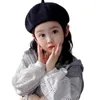 Kapelusze estenala moda dziecięca beret hat solidny kolor cieplny jesienne zima malarz malarz na dziewczyny Dziewczyny Akcesoria z maski