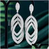 Dangle Chandelier Earrings Missvikki Luxury Circle Pendant For Women Wedding Party Cz Dubai Bridal Boucle Doreille Femme Trendy Je Dhsbk