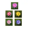 Fleurs décoratives Couronnes Lotus Lis Artificiel Flottant Eau Fleur Étang Pads Plantdecorppondspool Faux Simation Feuilles Decorati Dhknn