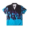 Camicie casual da uomo hawaiano per uomo stampa fiamma manica corta estate harajuku hip hop chemise homme camisa masculina