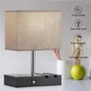 Tafellampen bedlamp aanraakbediening USB met 2 poorten telefoonstandaards moderne stofschaduw