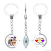 سلاسل المفاتيح Lanyards Fashion Kids Autism Austism الوعي مزدوج على جانب الأطفال الأولاد Girls Glass Cabochon Keains Inspirations Jewe Dhkgo