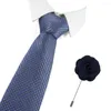 Boog stropdassen man mode geruite stropdies mannen corbatas gravata jacquard slanke tie business green voor en broche set