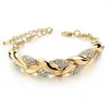 Bangle Trendy Armband Fl Rhinestone Women armband smycken guldfärg bladform kristall armband mode parti gåvor droppe dhjsx