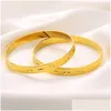 Bangle 24K Gold Plated Bangles Ethiopian Africa Fashion Color For Women African Bride Wedding Bracelet Jewelry Gifts Drop Delivery Br Dhonn