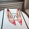 Scarpe eleganti Punta a punta Stiletto con pancetta di maiale Abbinamento colori Moda Sexy Tacchi alti Donna Autunno Moda Scarpe Strass Bling Scarpe 221224