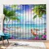 Curtain 3D Printed Flamingo Landscape Kitchen/ Window Curtains For Living Room Bedroom Thin/ Thicken Polyester Dropship Custom
