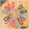 Étuis de lunettes de soleil Pu Cuir Tressé Tissé Corde Porte-clés DIY Sac Pendentif Porte-clés Porte-clés Porte-clés De Voiture Pour Hommes Femmes Cadeau Jewe Dhrmq