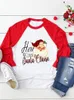 Dames t shirts lange mouw tee happy year print top festival vrolijk kerstcadeau winterseizoen 90s kleding vrouwen vrouwelijk grafisch t-shirt