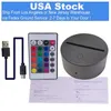 Multicolor Touch Night Light Switch Modern Black USB Cable Remote Control Acrylic 3D Led night lamp Assembled Base usastar