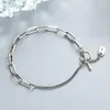 Link Bracelets Retro Thai Silver Geometric Oval Plated Jewelry Stitching Chain OT Buckle TYB131