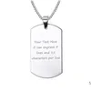 Charms roestvrij staal gepersonaliseerde gegraveerde sieraden tag charme blanco hond militaire hanger voor ketting sleutelhanger diy gepolijst drop de dhxmr