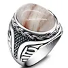 Cluster Rings Genuine Pure Men's Ring Silver S925 Retro Vintage Turkish Natural Quartz Stone Couple For Woman