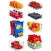 Opslagflessen Set van 8 koelkast Pantry Organisator Bins - 4 grote en kleine heldere voedselmanden voor aanrechtbladen