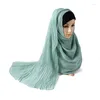 Ethnic Clothing Women Crinkled Cotton And Linen Hijab Scarf Wrap Islamic Shawls Headband Muslim Hijabs Headscarf Scarves 26 Colors 2022