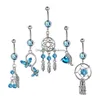 Navel Bell -knop Ringen 5 stks/Set Dream Catcher Blue Stone Zirkoon Crystal Body Sieraden Roestvrijstalen strass Piercing voor Wome Dhxrh