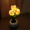 Nattljus LED -ljus Tulpan Flower Lamp Indoor Decoration Rose Aartificial Home Living Room Desktp Decor