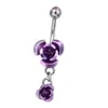 BULTON BULLOVENO BULTO DE BELHO DE AÇO INoxual Hipoalergênico Cristal de Rosa Flor Rosa Piercing Bar Jewlery For Women Bikini Fashio Dhzlt