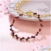 Charm Bracelets Natural Garnet Bracelet For Women Handmade 4Mm Crystal Bangle Lucky Color Fashion Jewelry Wristband Gifts B429 Drop D Dhcre