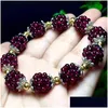 Charm Bracelets Natural Garnet Bracelet Women Handwoven M Lucky Ball Jewelry Gift For Pseras Mujercharm Drop Delivery Dhyj8