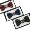 Bow Ties Men's Tie Tie عالية الجودة الجودة المعدنية قرون ذهبية اثنين طبقة Bowtie Groom Dress قميص الحفل الزفاف