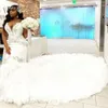 African Mermaid Wedding Dress Sweetheart Ruffle Royal Train Black Bride Dress Beading Formal Bridal Gown Plus Size Pageant