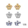 Cuff Links Crystal Crown Cufflinks Women Gold Sier Enamel Shirt Men for Men Wedding Engainging Fashion Jewelry Gift Bk Dreiv Dhhk2