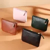 Porte-monnaie avec fermeture éclair pour femmes, porte-cartes en cuir PU souple, portefeuille rétro, petit sac, pochette pour pièces de monnaie