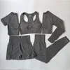 Active Sets Sexy 5 Piece Set Women's Cothing 2022 Yoga Sportswear Workout Crop Top Running Shorts Seamless Leggings Gym Bra Sports Suit