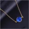 Pendant Necklaces Design Resin Stone Druzy 5 Colors Gold Plated Geometry Necklace For Elegant Women Girls Fashion Jewelry Drop Deliv Dhh90