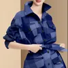 Women's trench coat top New Spring Fashion Popular Plaid Windbreaker Coat High-end Luxury Designer Clothes for Women Brand Blue Dresses