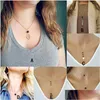 Pendant Necklaces Lava Rock Bead Necklace Feather Leaves Aromatherapy Essential Oil Diffuser Stone Gold Sier Chain For Women Jewelry Dhjso