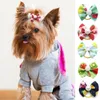 犬のアパレルランダム30pcsペットヘッドウェアラブリードレスアップボウノットヘッドバンド犬猫ヘアロープタイアクセサリー