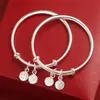 Cute Baby Bangles Jewelry Allerigc Free 999 Sterling Silver Bells Bracelet Bangle for Baby Little Kids Nice Gift